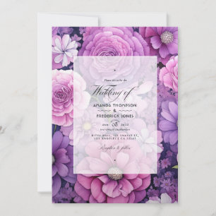 Invitation Mariage floral violet et rose