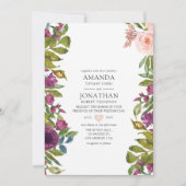 Invitation Mariage floral violet et rose (Devant)