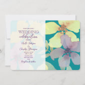 Invitation Mariage Floral Violet et Turquoise (Devant)