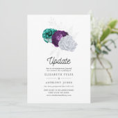 Invitation Mariage floral violet et turquoise rustique (Debout devant)