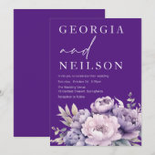 Invitation Mariage floral violet étonnant (Devant / Derrière)