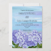 Invitation Mariage floral violet, hydrangée bleue (Devant)