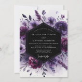 Invitation Mariage floral violet numérique romantique (Devant)