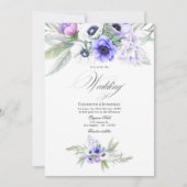 Invitation Mariage Floral Violet Pastel (Devant)