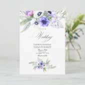 Invitation Mariage Floral Violet Pastel (Debout devant)