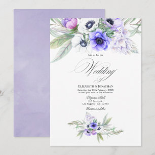 Invitation Mariage Floral Violet Pastel
