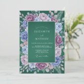 Invitation Mariage Floral Violet Profond Verdoyant (Debout devant)