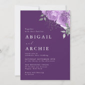 Invitation Mariage floral violet prune pourpre  (Devant)