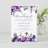 Invitation Mariage floral violet rustique (Debout devant)
