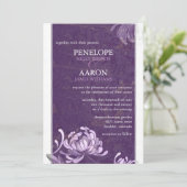 Invitation Mariage floral violet rustique (Debout devant)