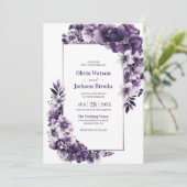 Invitation Mariage floral violet rustique (Debout devant)