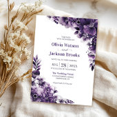 Invitation Mariage floral violet rustique