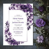 Invitation Mariage floral violet rustique