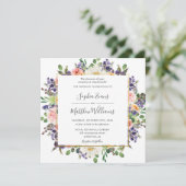 Invitation Mariage floral violet vibrant de Pêche ivoire Blus (Debout devant)