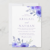 Invitation Mariage floral violet violet moderne (Devant)