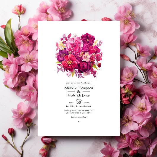 Invitation Mariage floral Viva Magenta
