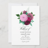 Invitation Mariage floral Viva Magenta (Devant)