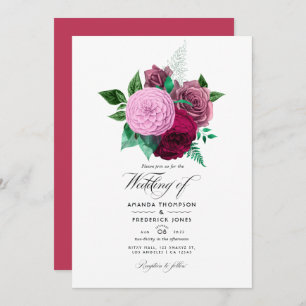 Invitation Mariage floral Viva Magenta