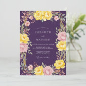 Invitation Mariage Floral Vivid Deep Purple (Debout devant)