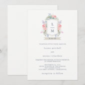 Invitation Mariage Floral Watercolor Crest (Devant / Derrière)