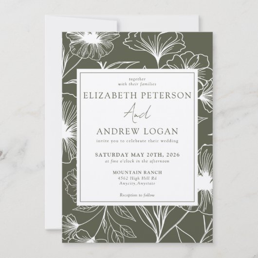 Invitation Mariage floral Whimsical (Devant)