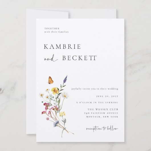 Invitation Mariage floral Wild Meadow (Devant)