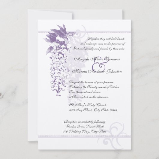 Invitation Mariage floral Wisteria (Devant)
