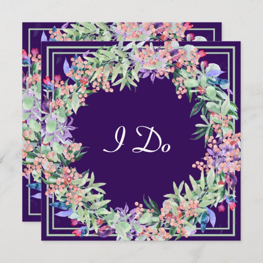 Invitation Mariage Floral Wreath (Devant / Derrière)