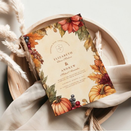 Invitation Mariage Florals et Épices de Citrouille