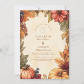 Invitation Mariage Florals et Épices de Citrouille (Devant)