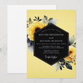 Invitation Mariage Flore à l'Encre Jaune (Devant / Derrière)