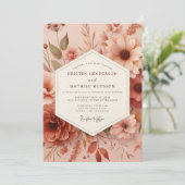 Invitation Mariage Flore Automnale Rose (Debout devant)
