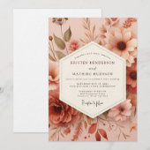Invitation Mariage Flore Automnale Rose (Devant / Derrière)