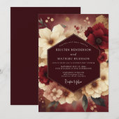 Invitation Mariage Flore Baroque de Bourgogne (Devant / Derrière)