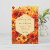 Invitation Mariage Flore de coucher de soleil ambre (Debout devant)