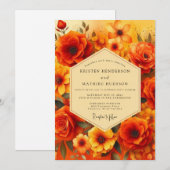 Invitation Mariage Flore de coucher de soleil ambre (Devant / Derrière)