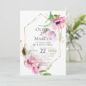 Invitation MARIAGE | Flore de pavot rose printanier (Debout devant)