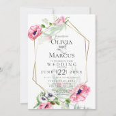 Invitation MARIAGE | Flore de pavot rose printanier (Devant)