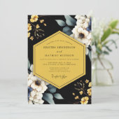 Invitation Mariage Flore d'Onyx Doré (Debout devant)