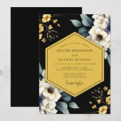 Invitation Mariage Flore d'Onyx Doré (Devant / Derrière)