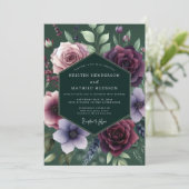 Invitation Mariage Flore Émeraude aux Tons de Joyaux (Debout devant)