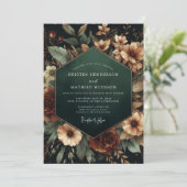 Invitation Mariage Flore Émeraude Clair-obscur (Debout devant)