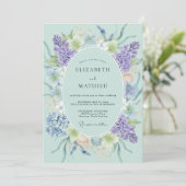 Invitation Mariage Flore Éthérée Vert Menthe (Debout devant)