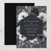 Invitation Mariage Flore Gothique Cendrée (Devant / Derrière)