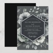 Invitation Mariage Flore Gravée Graphite (Devant / Derrière)