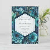 Invitation Mariage Flore Luxuriante Saphir (Debout devant)