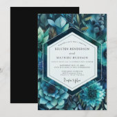 Invitation Mariage Flore Luxuriante Saphir (Devant / Derrière)