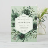 Invitation Mariage Flore Monochrome Sauge (Debout devant)