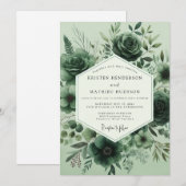 Invitation Mariage Flore Monochrome Sauge (Devant / Derrière)