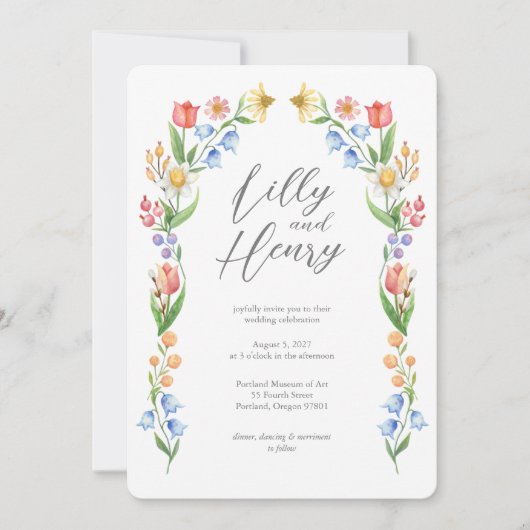 Invitation Mariage Flore Ressort Arché (Devant)